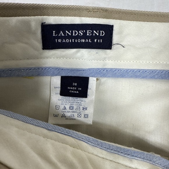 PANTS CHINO Lands End Men's 36 x 30 Comfort Waist  Khakis Traditional‎ Fit Tan - Picture 3 of 8